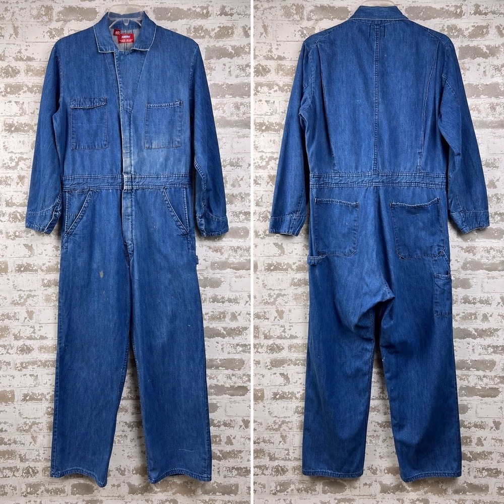 Vintage Dickies Coveralls Mens 40 Medium Blue Denim Workwear Suit Jumpsuit